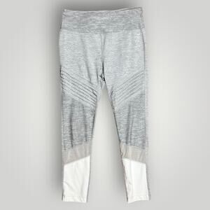 VITA WHITE GRAY COLOR BLOCK MESH MOTO LEGGINGS MEDIUM